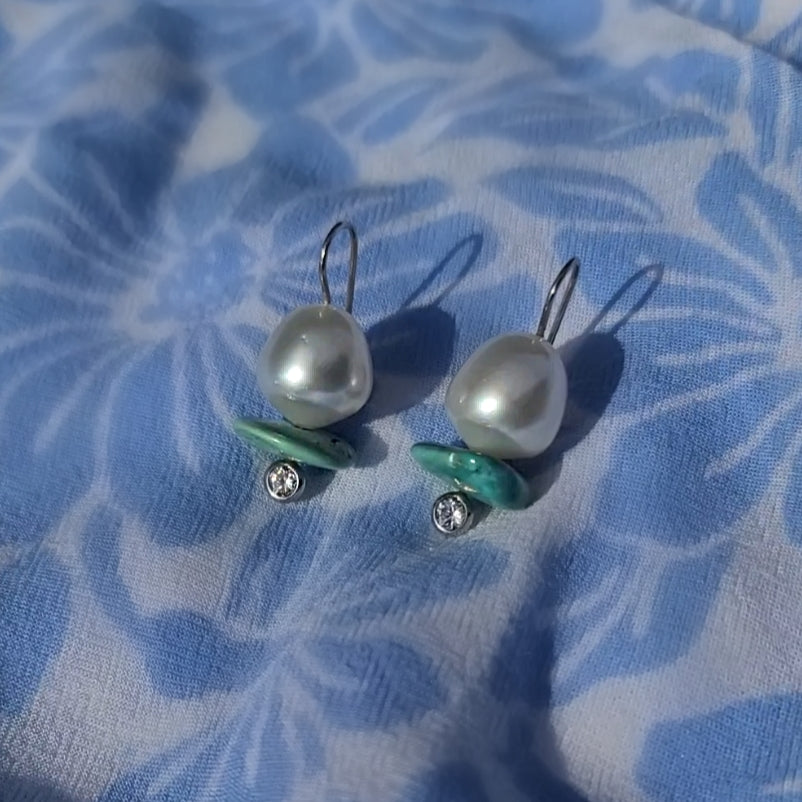 Australian Pearl and Turquoise Earrings