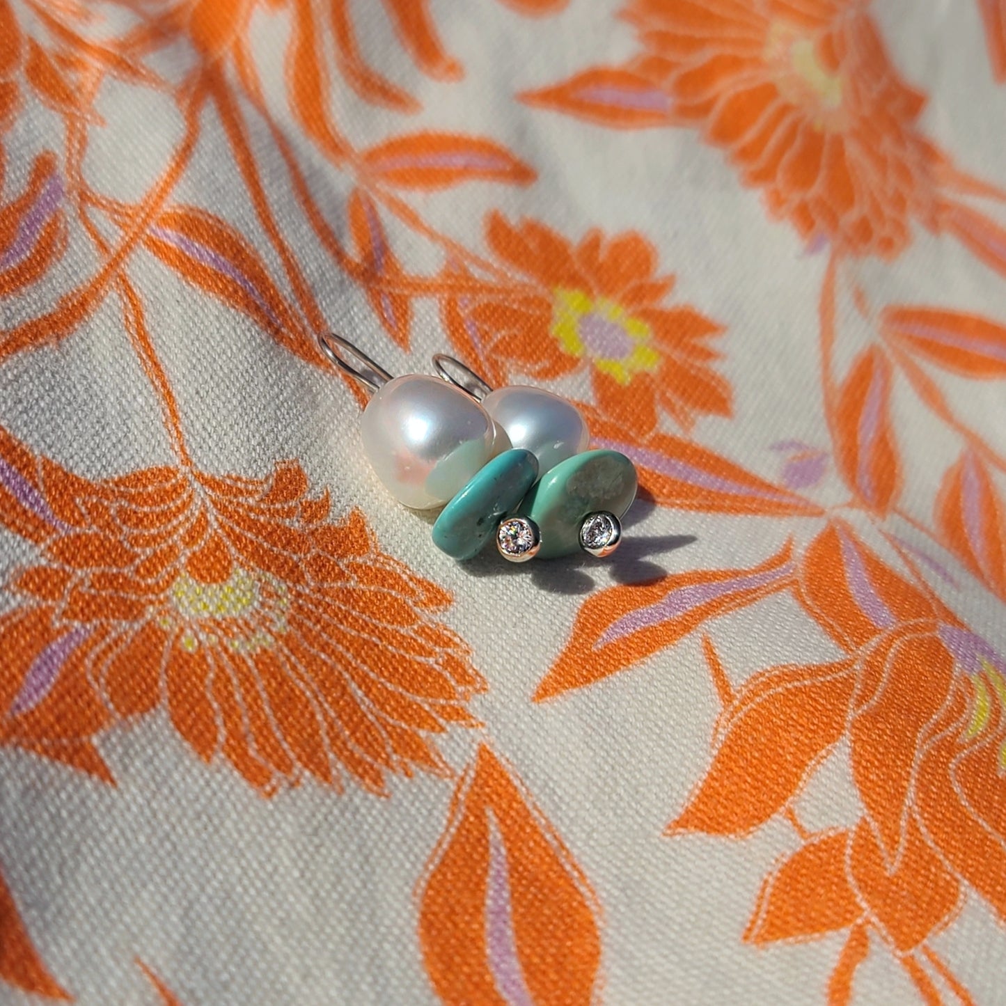 Australian Pearl and Turquoise Earrings