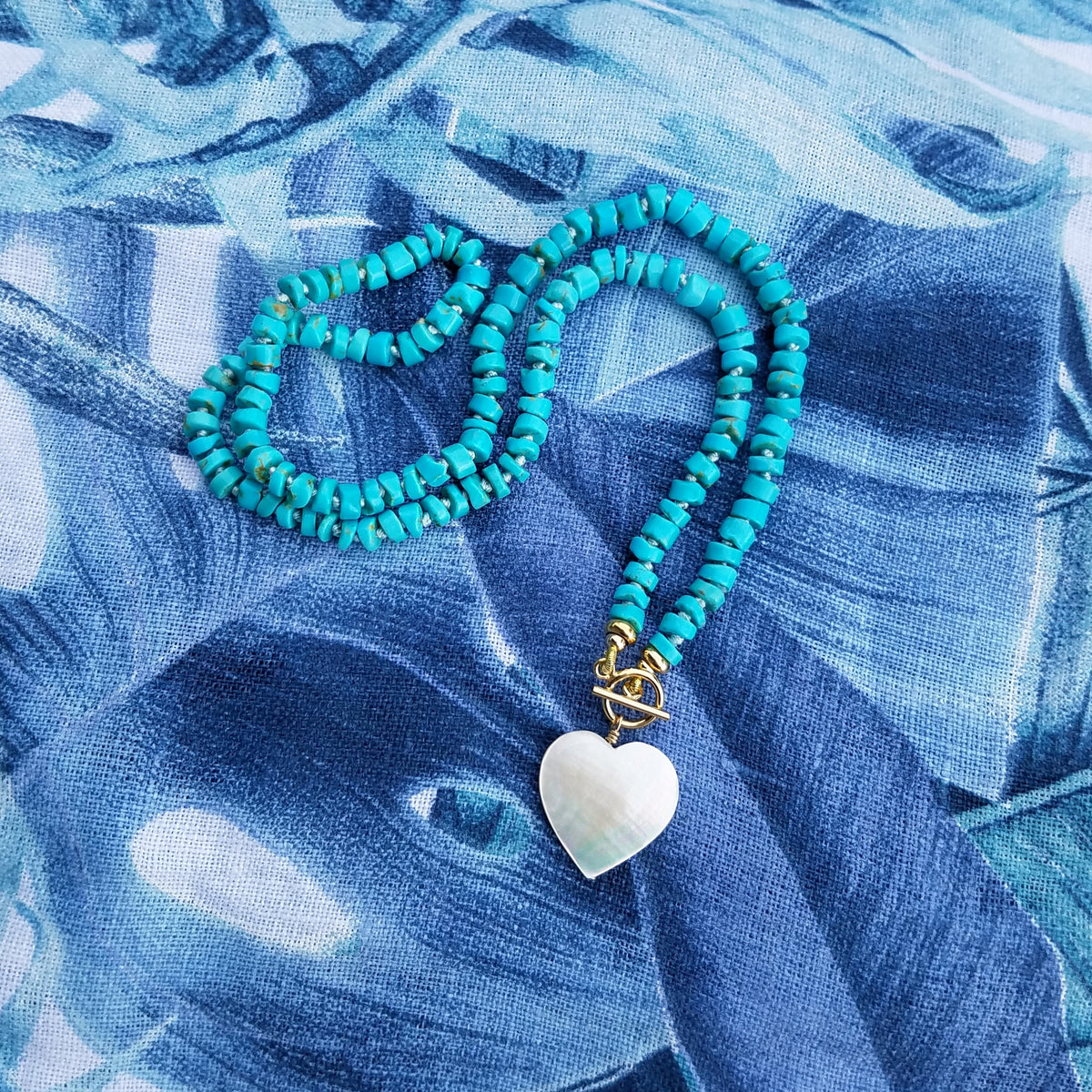 Turquoise Necklace Heart Charm