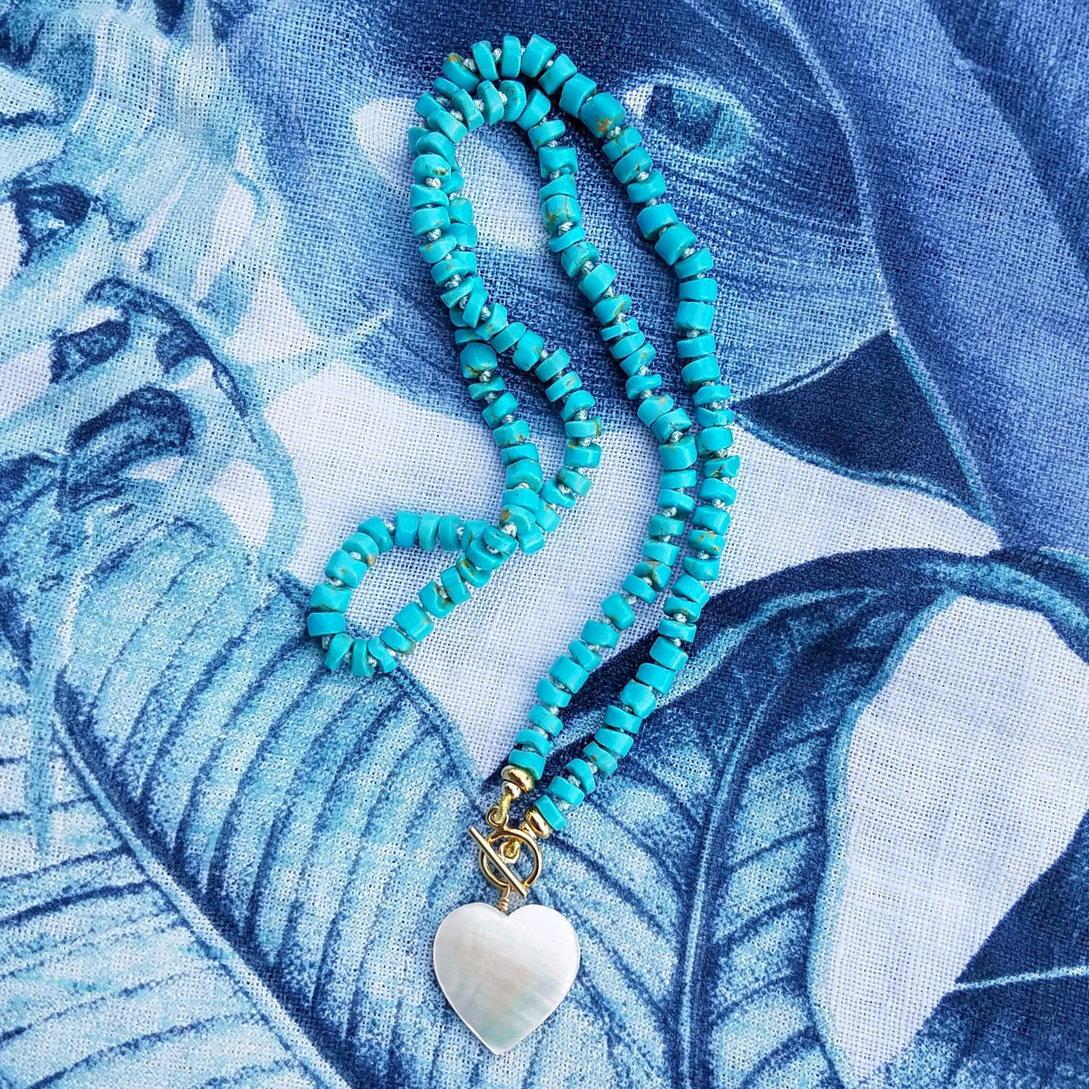 Turquoise Necklace Heart Charm