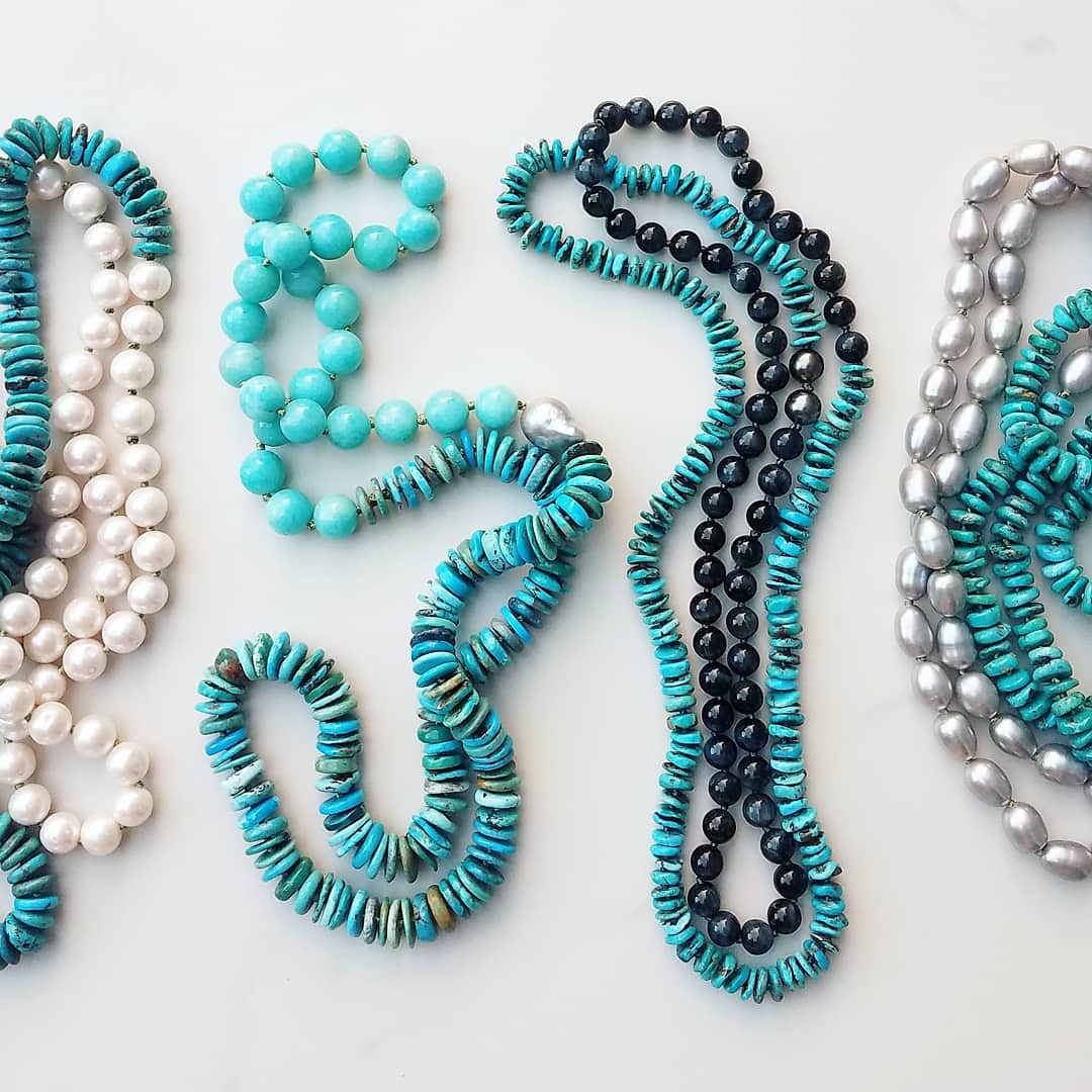 Amazonite, Turquoise, & Pearl Helix Necklace