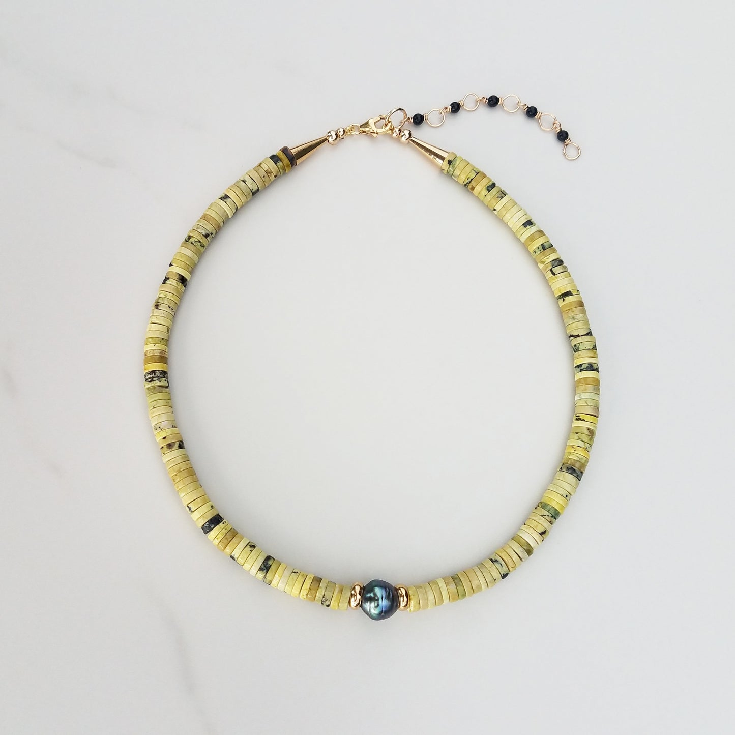 Yellow Turquoise & Tahitian Pearl Necklace