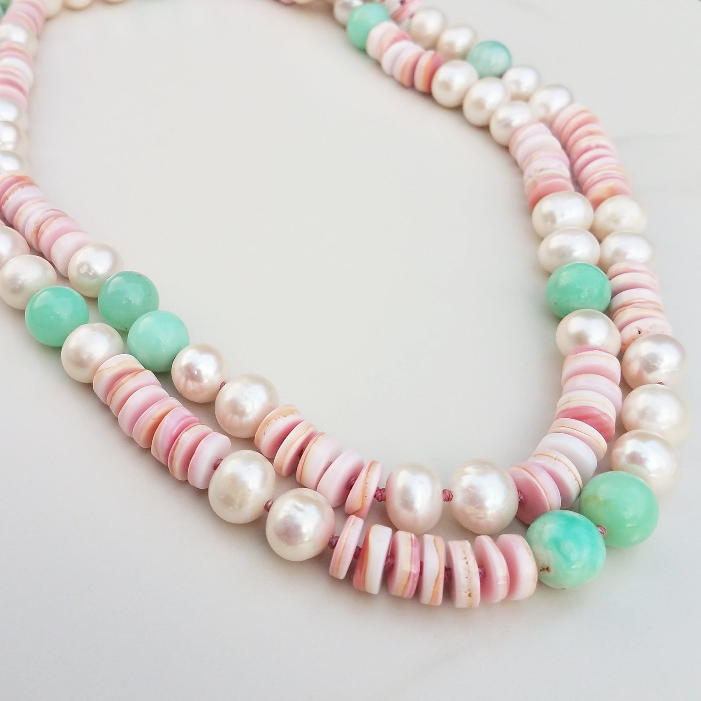 Conch Shell, Chrysoprase, & Pearl Helix