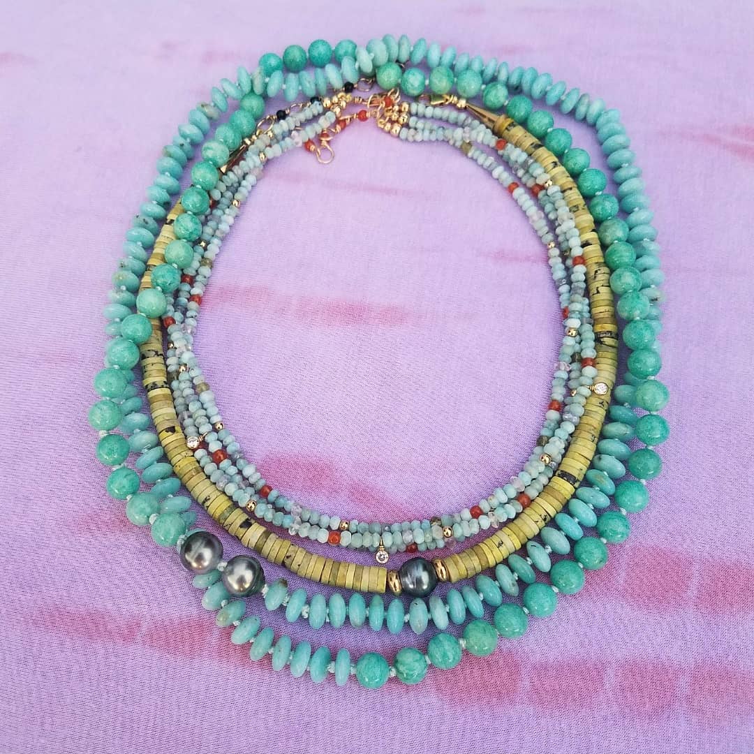 Yellow Turquoise & Tahitian Pearl Necklace