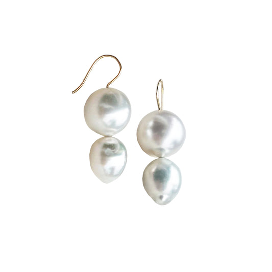 Australian double Pearl Earrings 18k