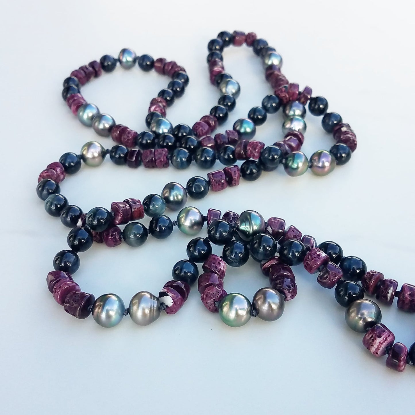 Tahitian Pearl & Purple Oyster Shell Helix Necklace