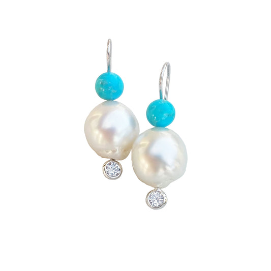 Australian Pearl & Turquoise Earrings