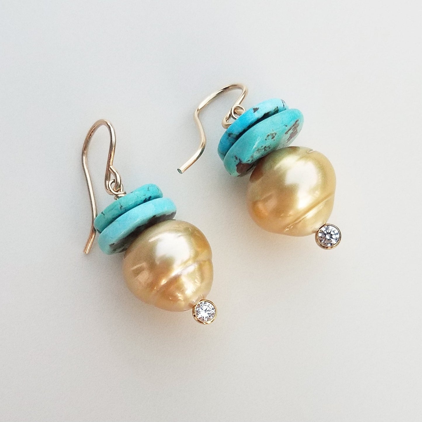 Golden Pearl & Turquoise Earrings