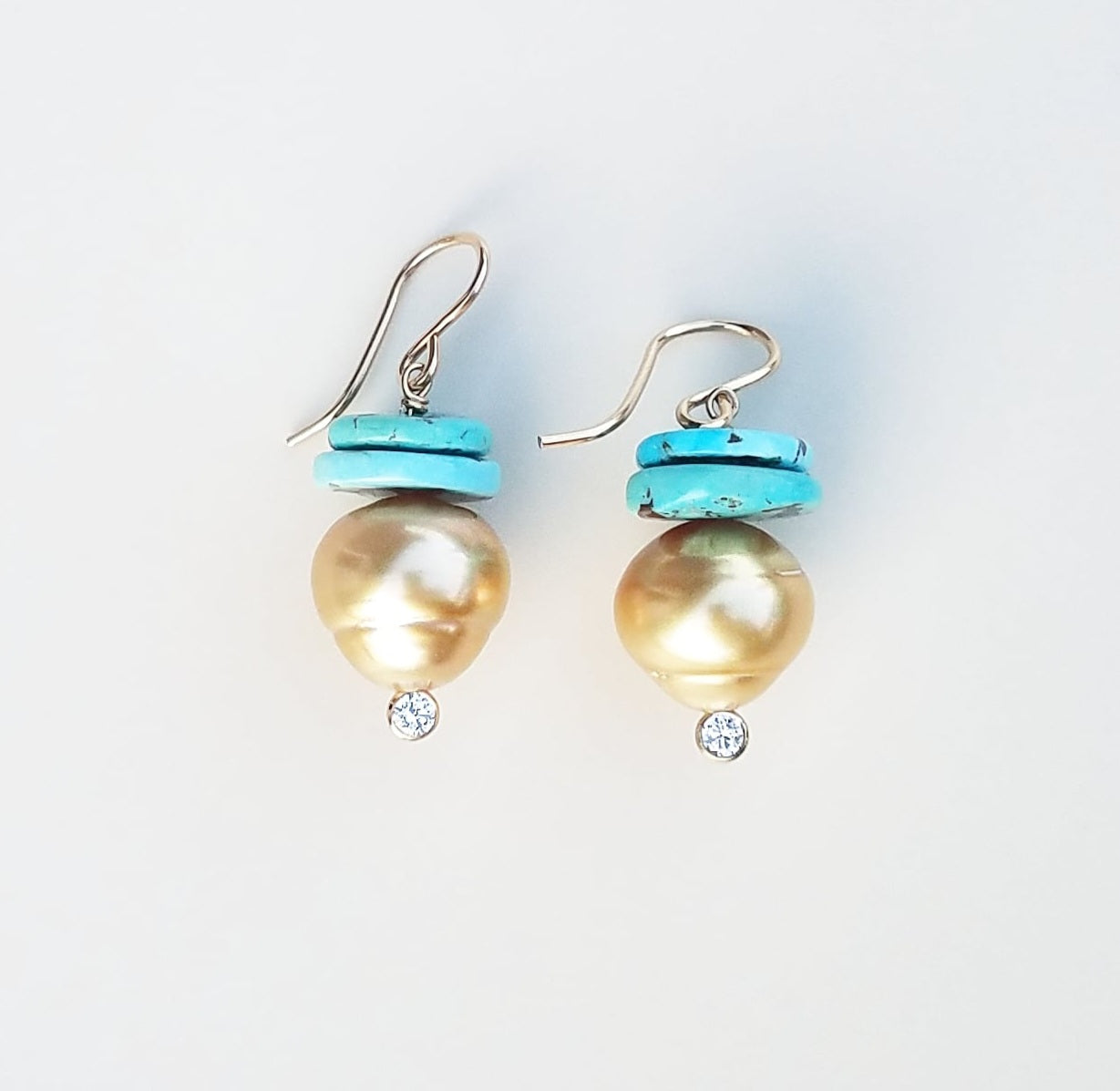 Golden Pearl & Turquoise Earrings
