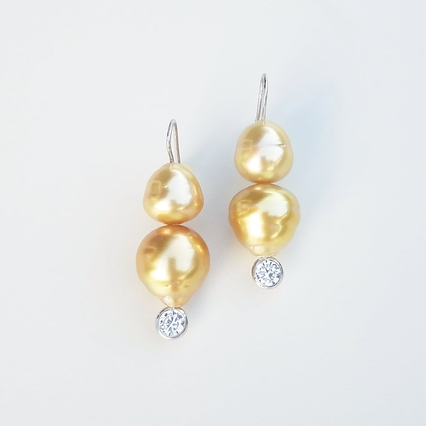Golden Double South Sea Pearl Earrings