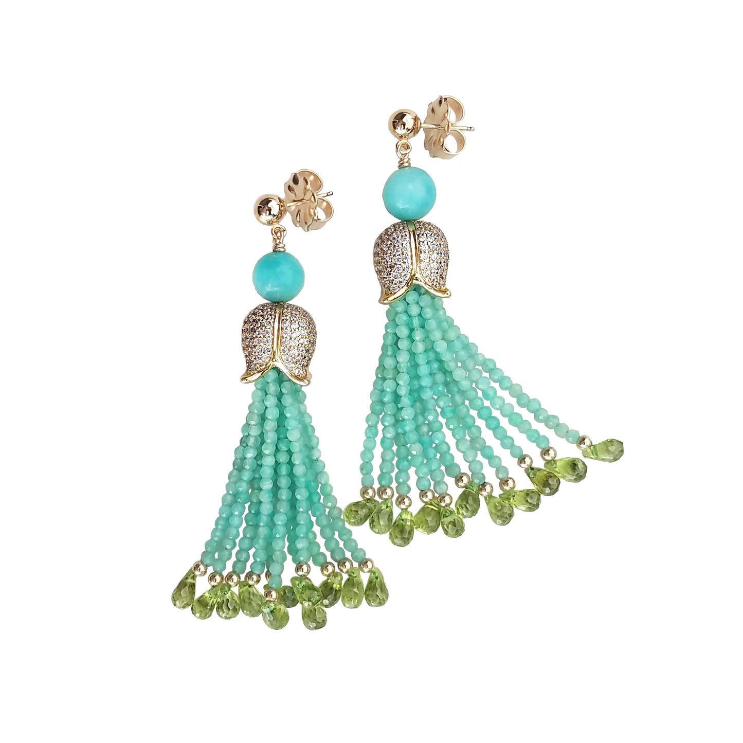 Amazonite & Peridot Tassel Earrings – Lola Florence Jewelry Hawaii