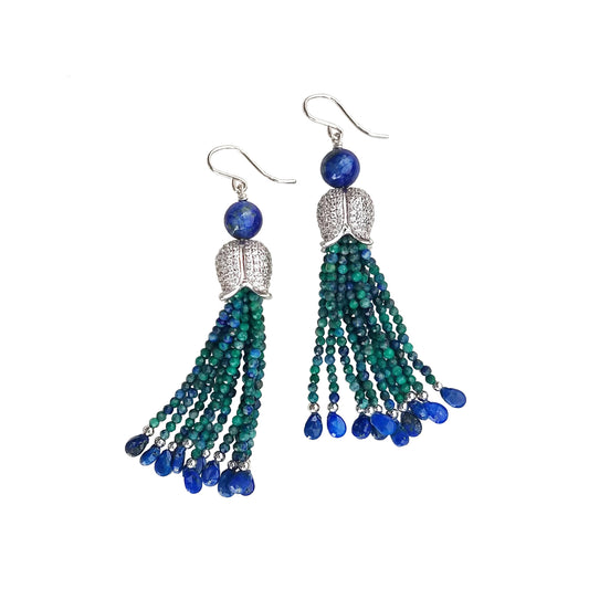 Lapis & Azurite Tassel Earrings