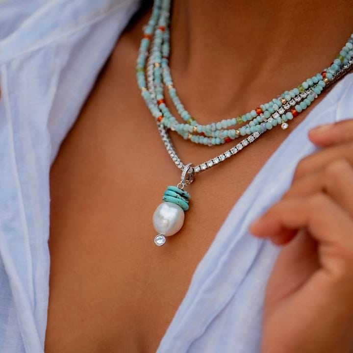 Australian Pearl & Turquoise Charm