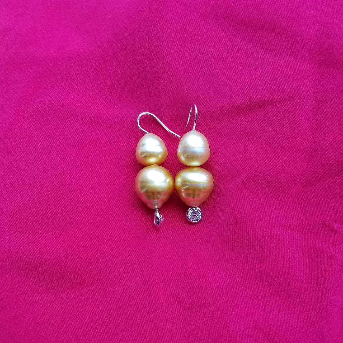 Golden Double South Sea Pearl Earrings
