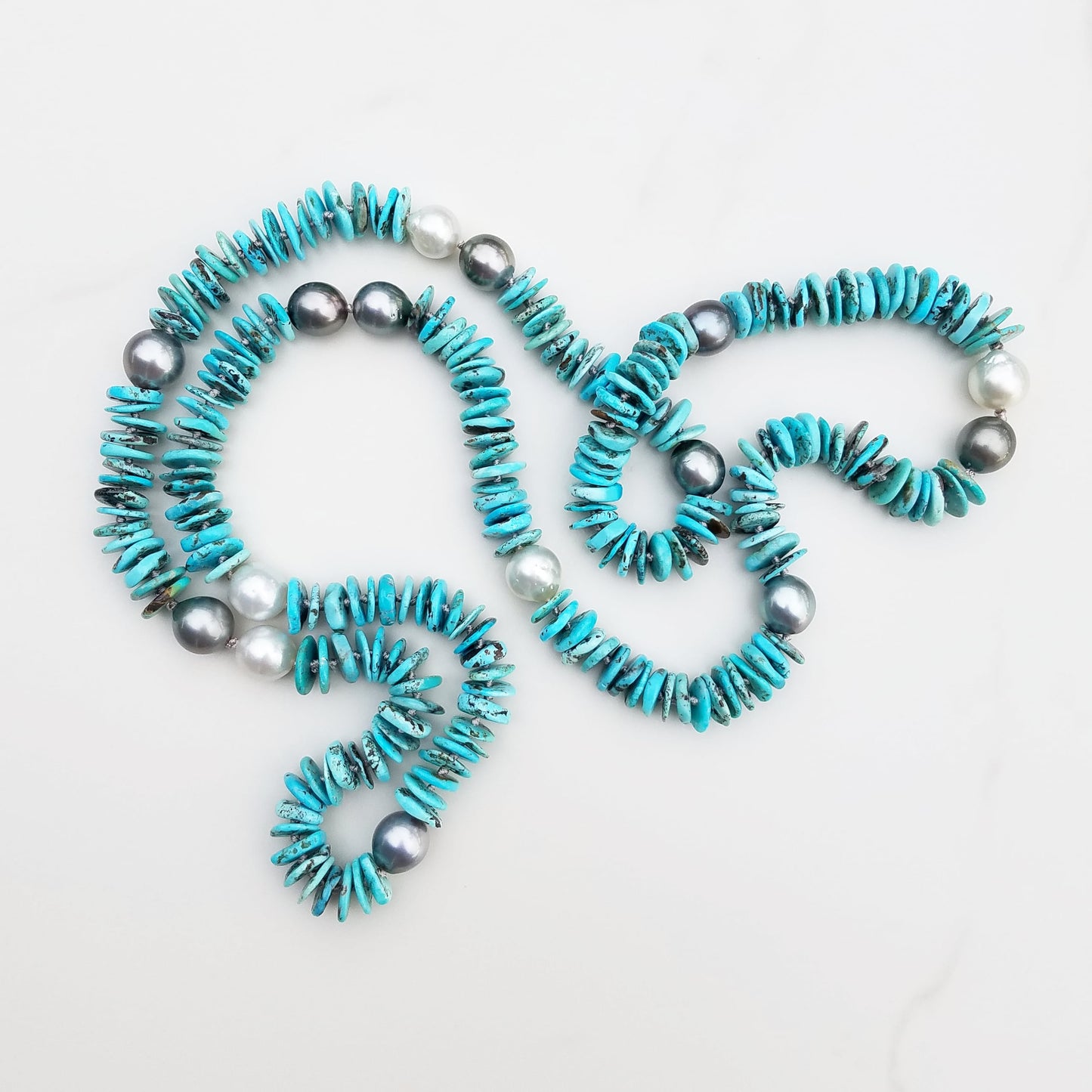 Tahitian & Australian Pearl Turquoise Helix Necklace
