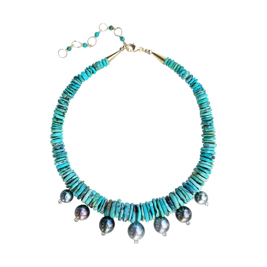 Turquoise & Tahitian Pearl Necklace