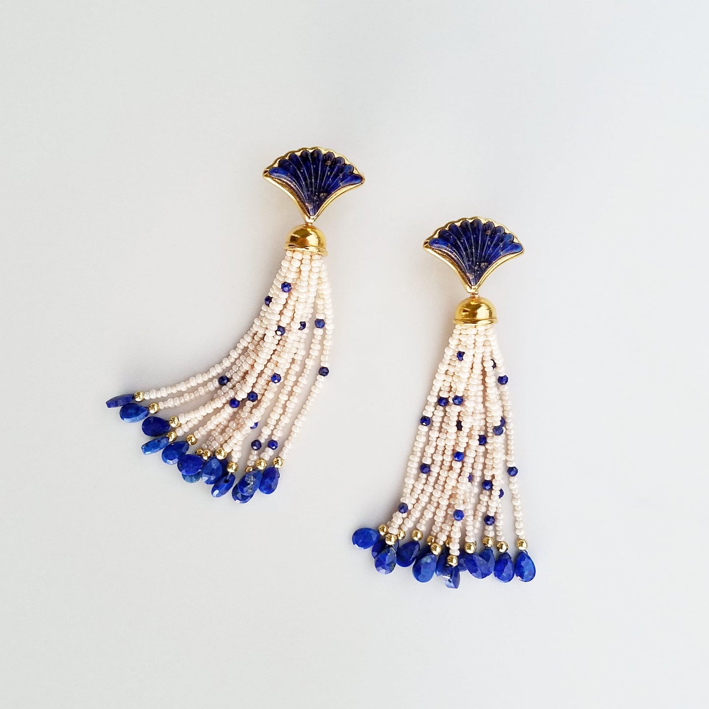 Vintage Lapis Tassel Earrings