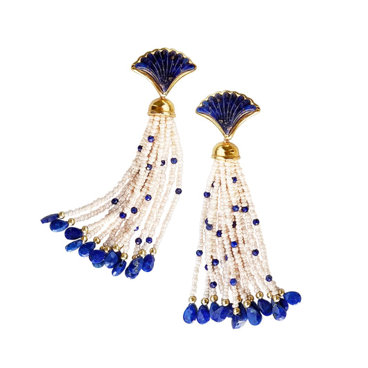 Vintage Lapis Tassel Earrings