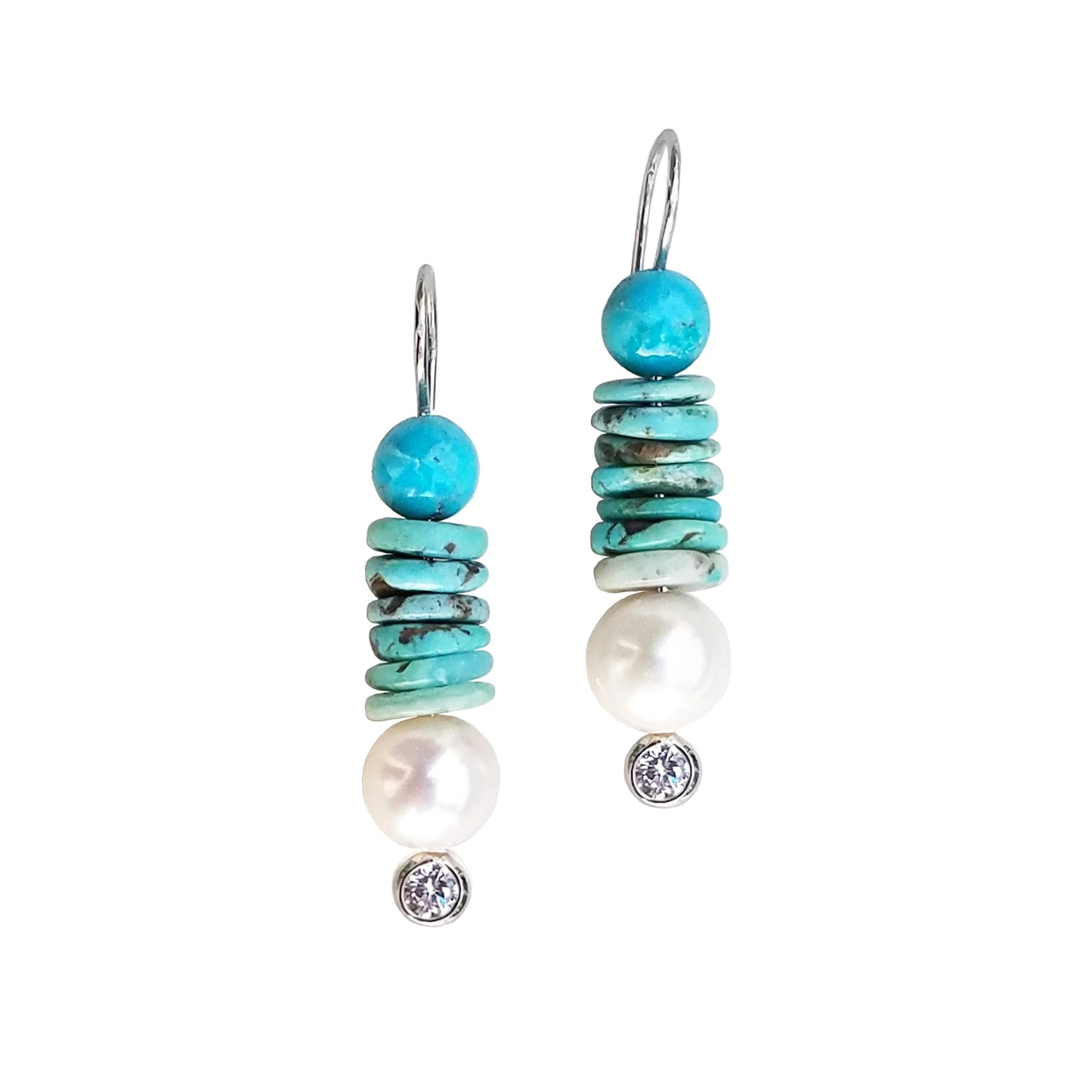 Turquoise Stack & Pearl Earrings