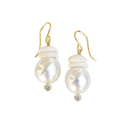 South Sea Pearl Puka Shell Earrings