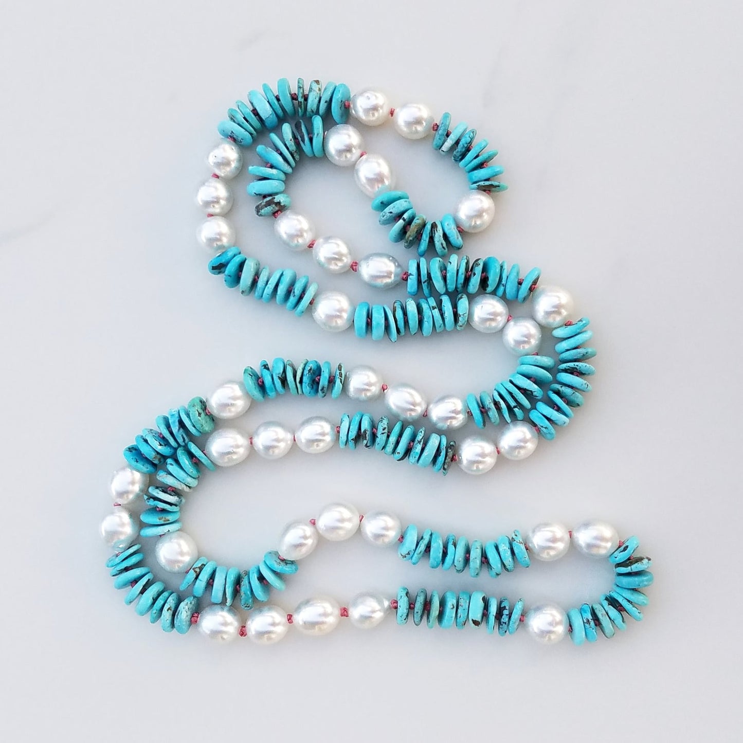 Light Turquoise & Australian Pearl Helix Necklace