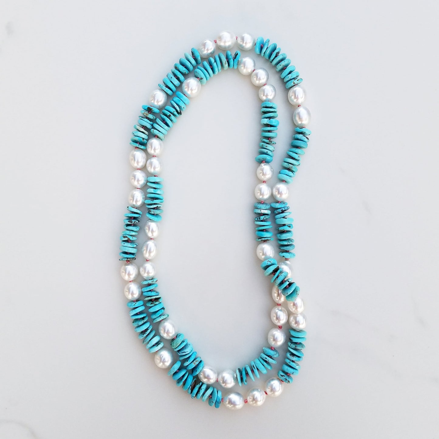 Light Turquoise & Australian Pearl Helix Necklace