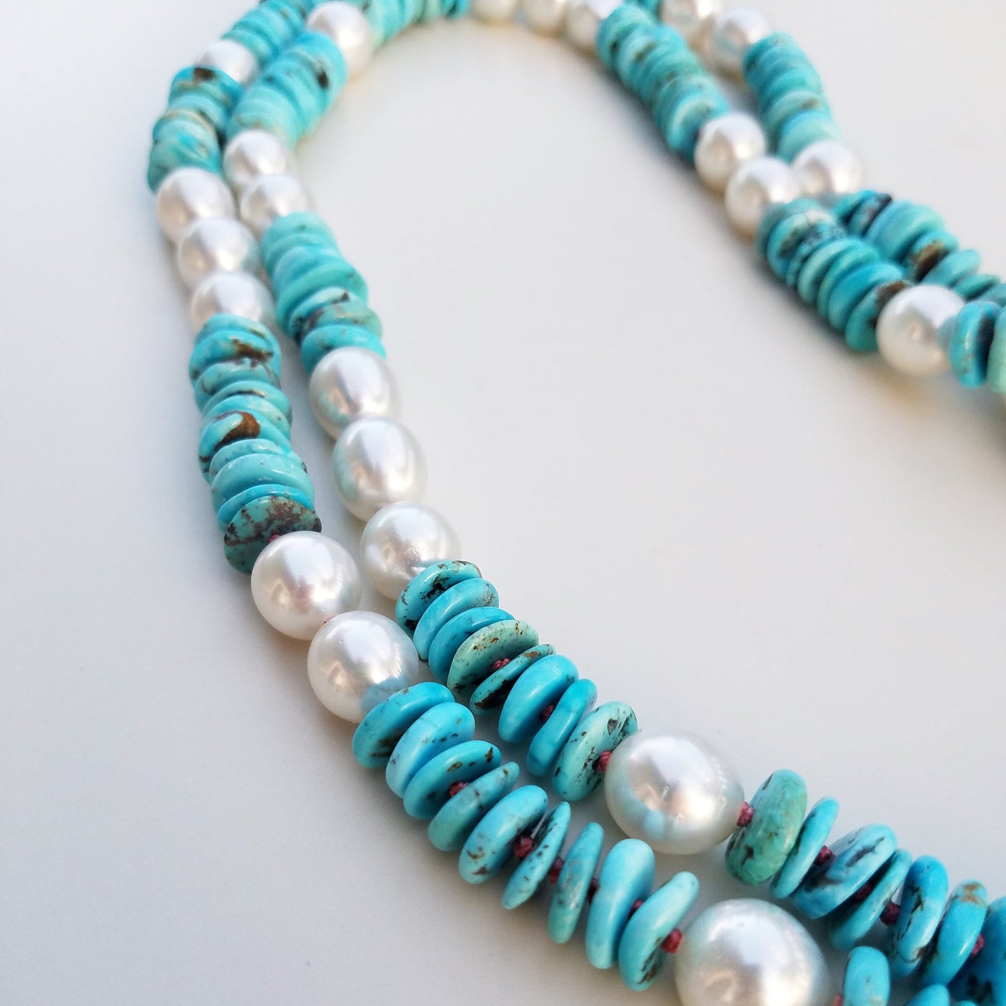 Light Turquoise & Australian Pearl Helix Necklace