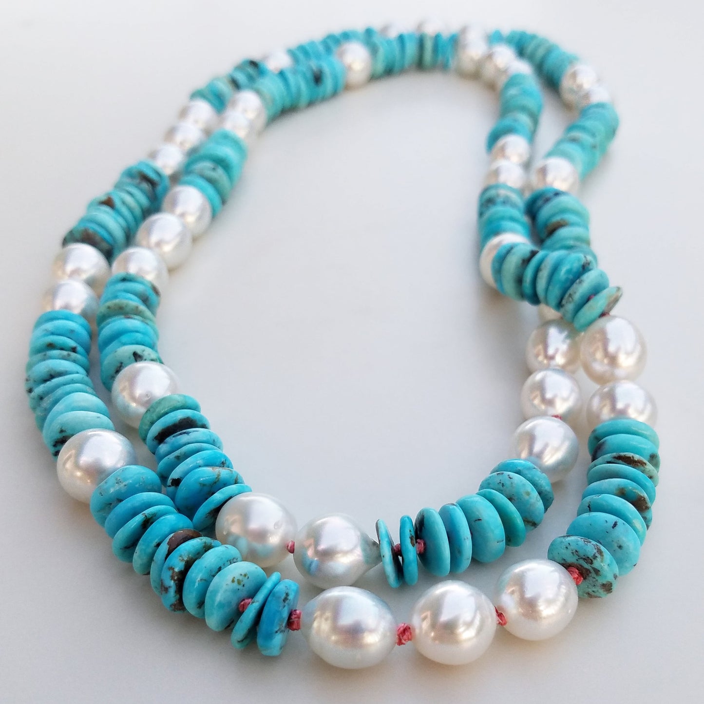 Light Turquoise & Australian Pearl Helix Necklace