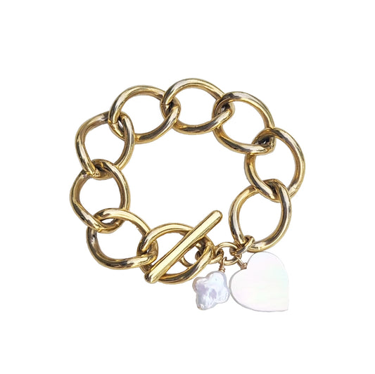 Vintage Link Heart Charm Bracelet