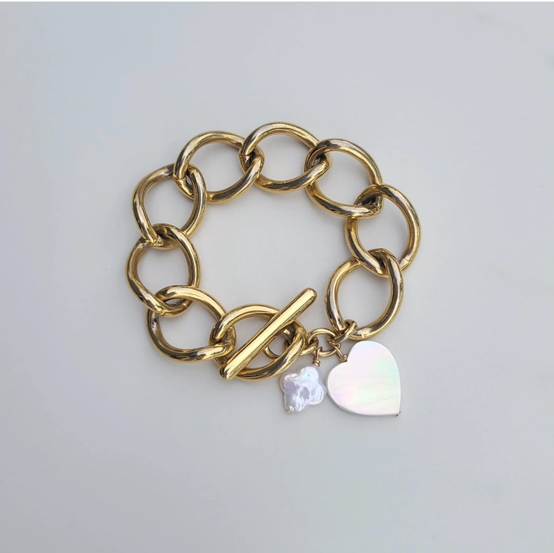 Vintage Link Heart Charm Bracelet