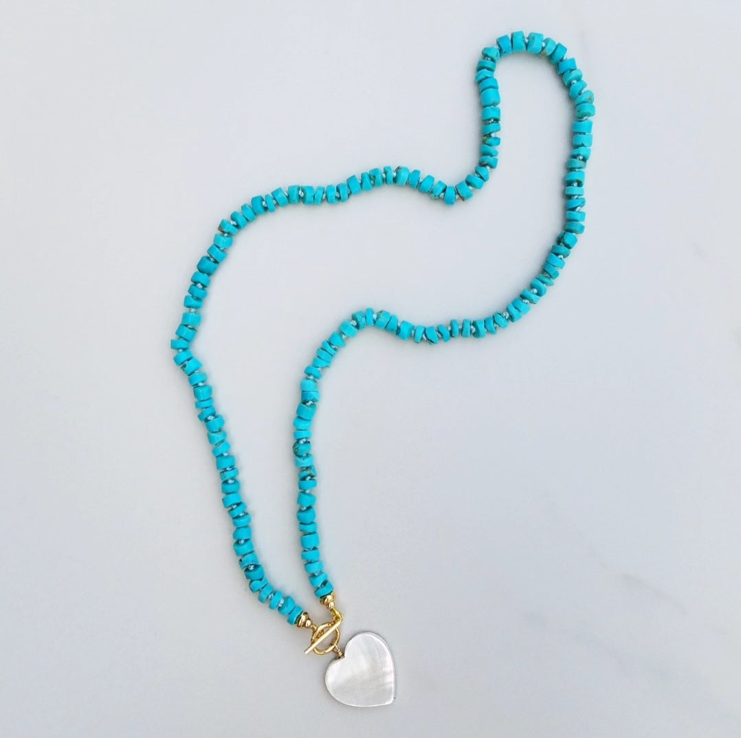 Turquoise Necklace Heart Charm