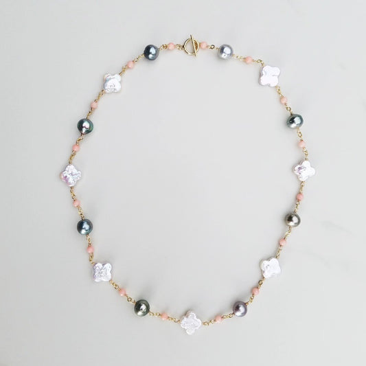 Tahitian & Fresh Water Pearl Clover Pearl Necklace
