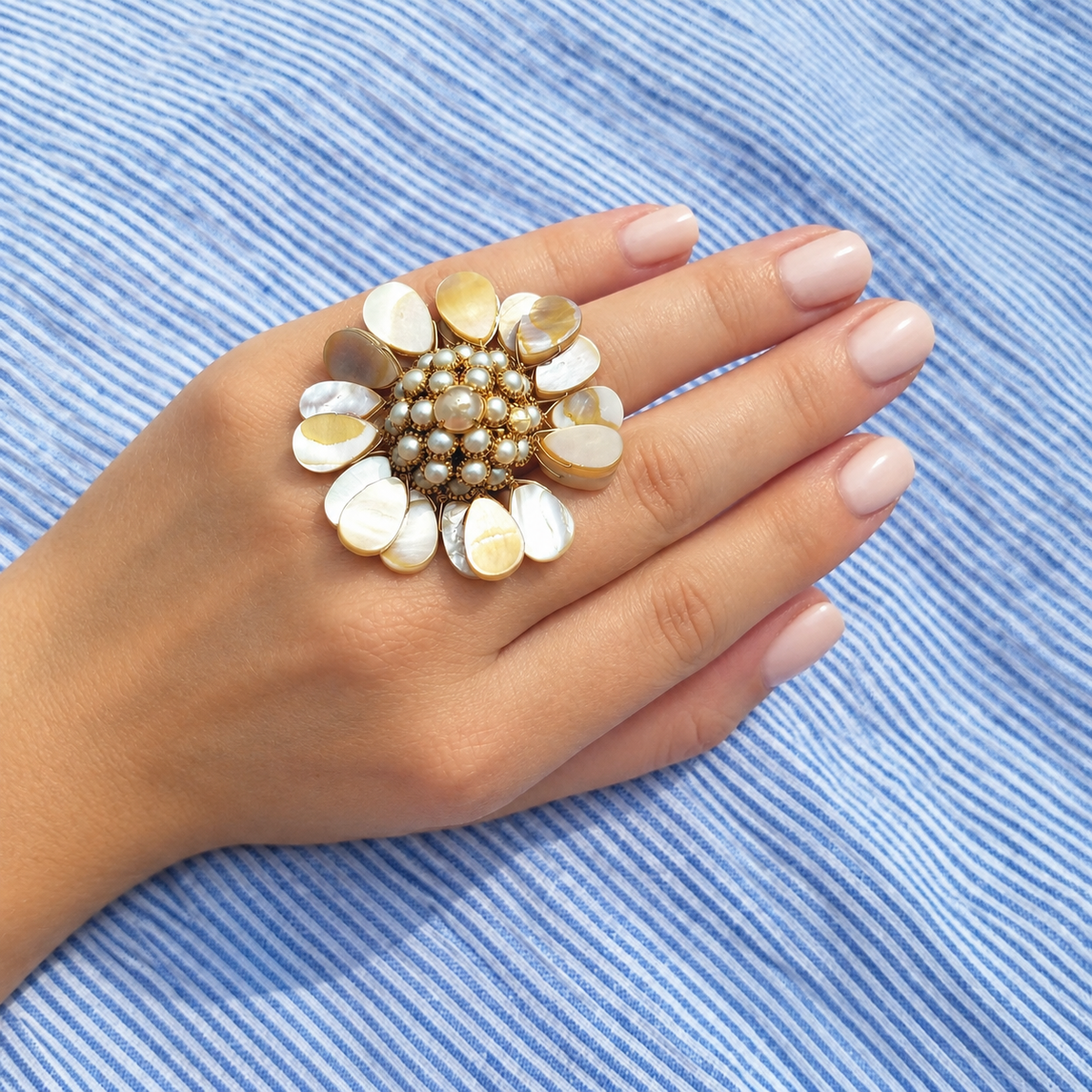 Vintage Pearl & Shell Ring