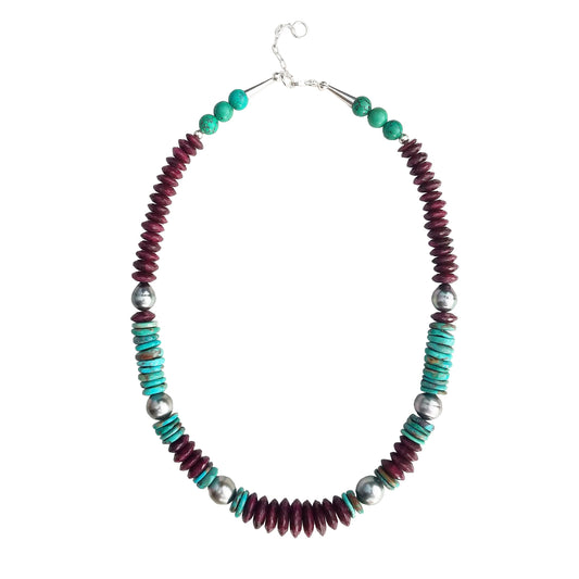 Turquoise, Ruby, & Tahitian Pearl Necklace