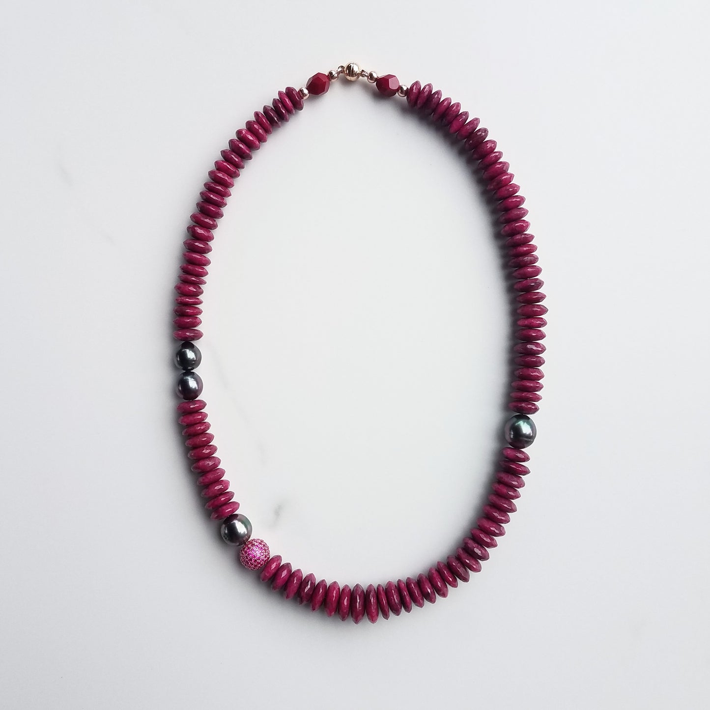 Ruby, Pearl, & Pink Sapphire Necklace
