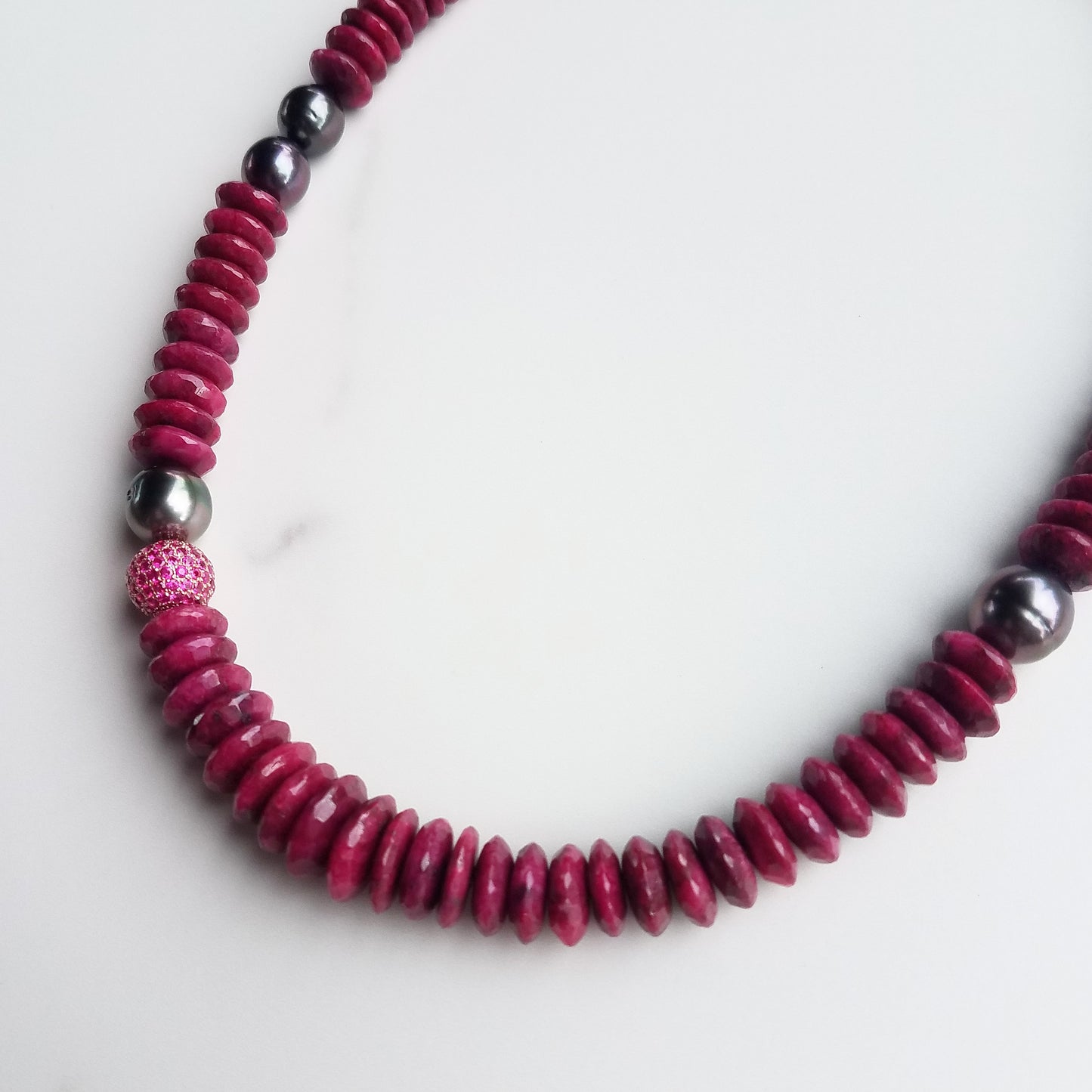 Ruby, Pearl, & Pink Sapphire Necklace