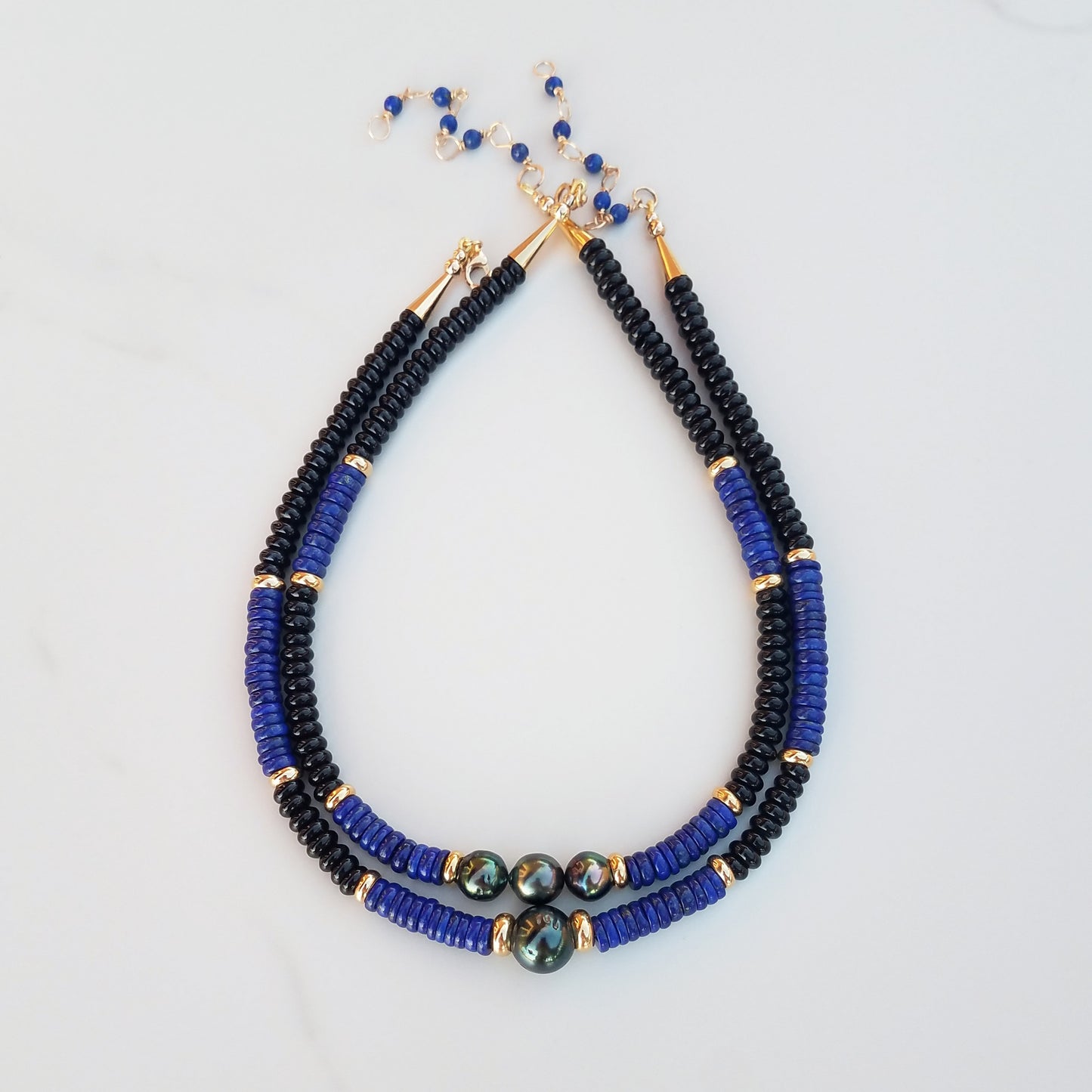 Lapis & Onyx Tahitian Pearl Necklace