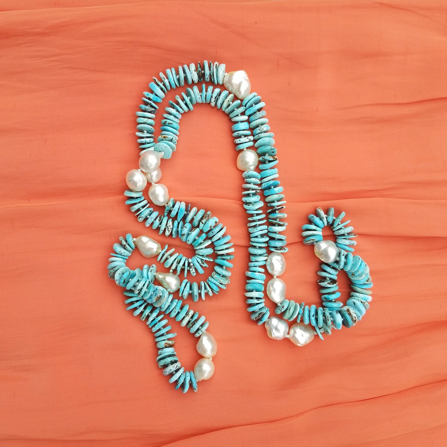 South Sea Pearl & Turquoise Helix Necklace