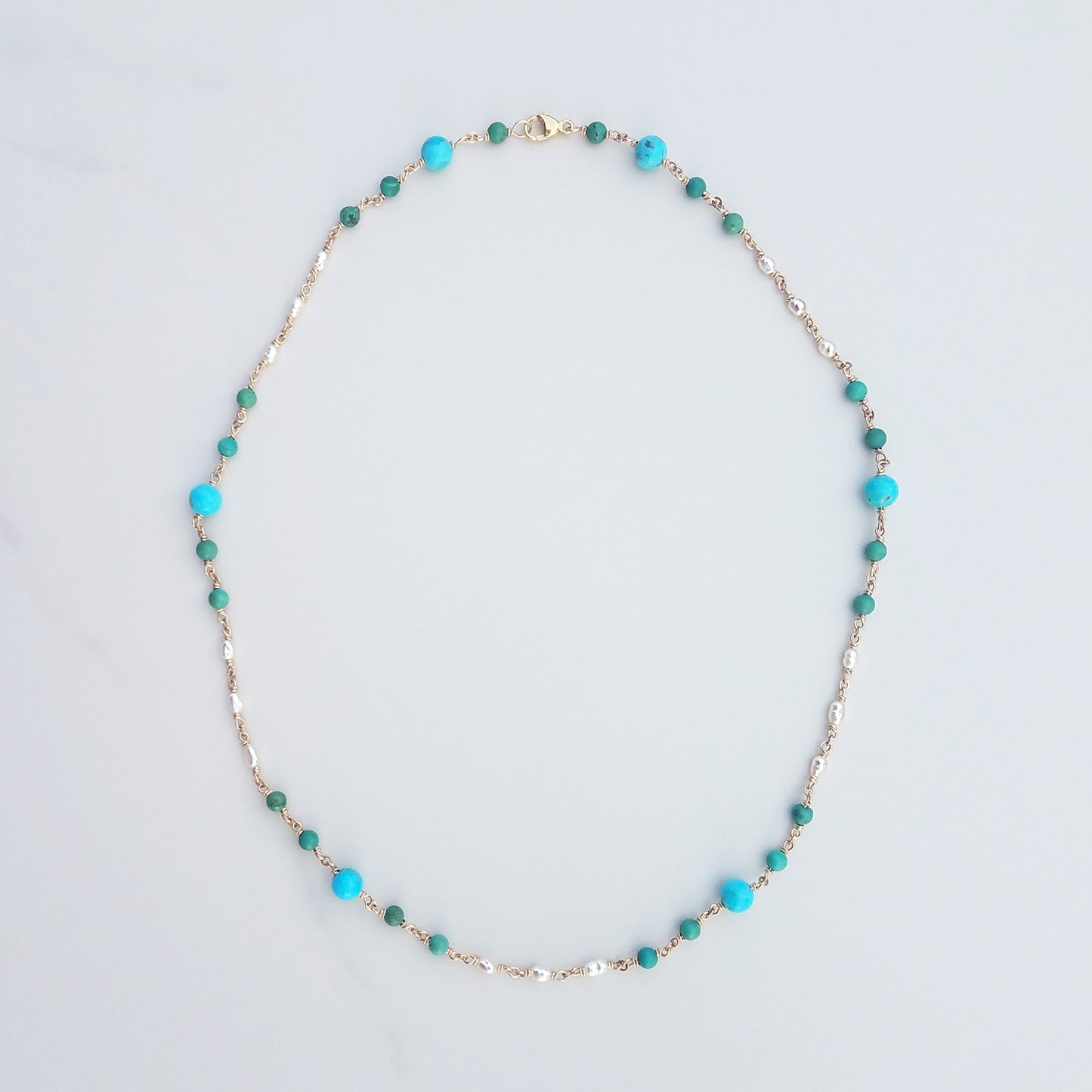 Turquoise & Pearl Baby Eden Necklace