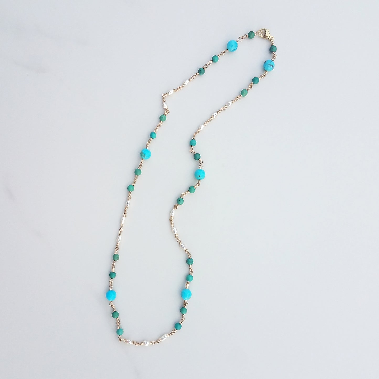 Turquoise & Pearl Baby Eden Necklace