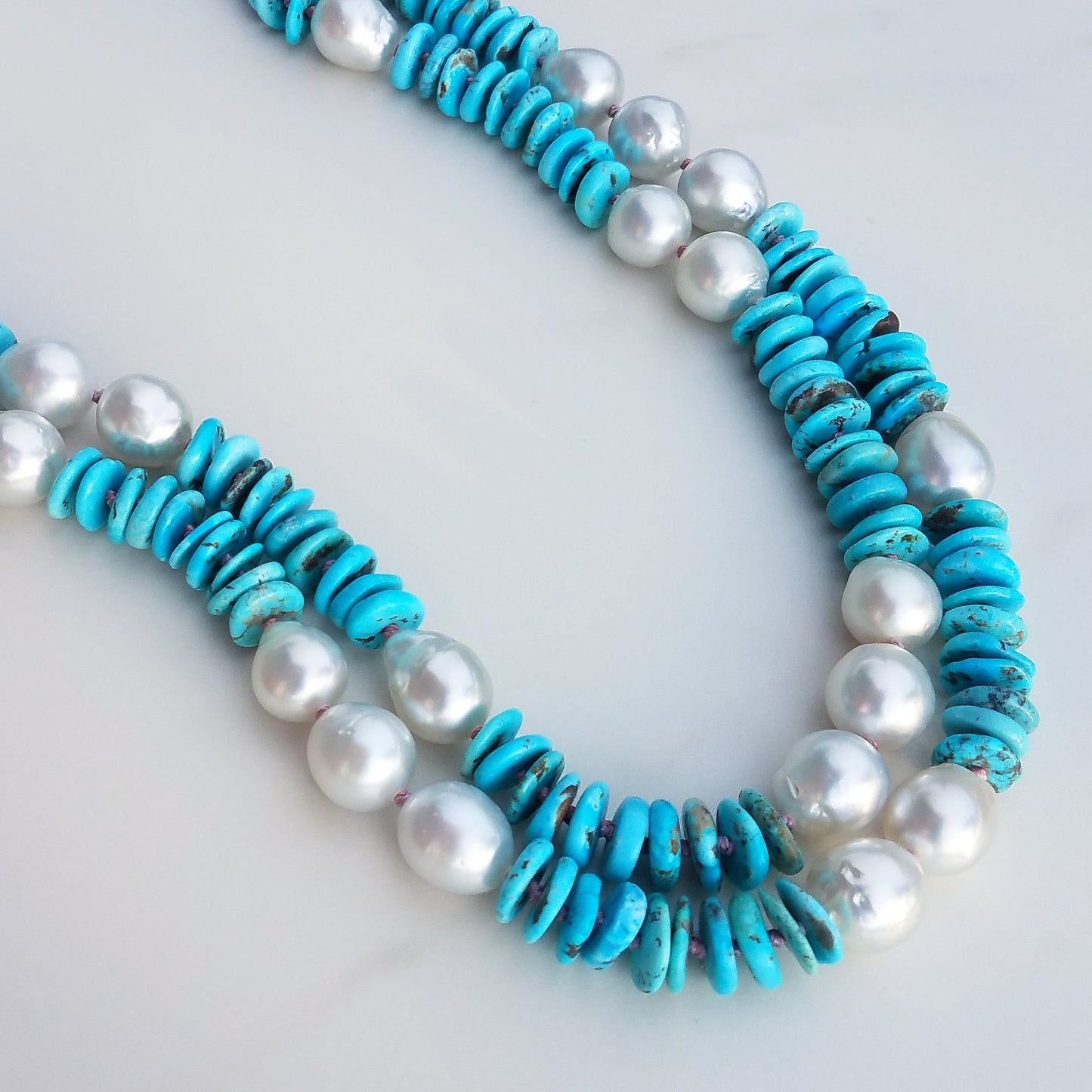 Australian Pearl Light Turquoise Helix Necklace