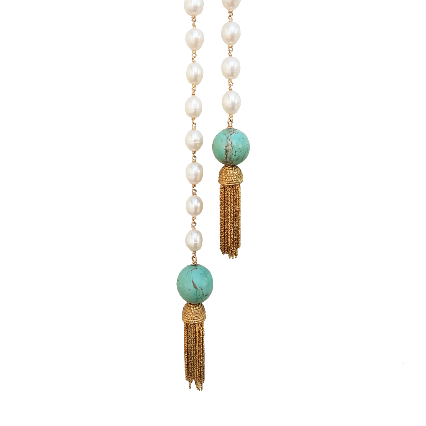 Pearl & Turquoise Vintage Tassel Necklace